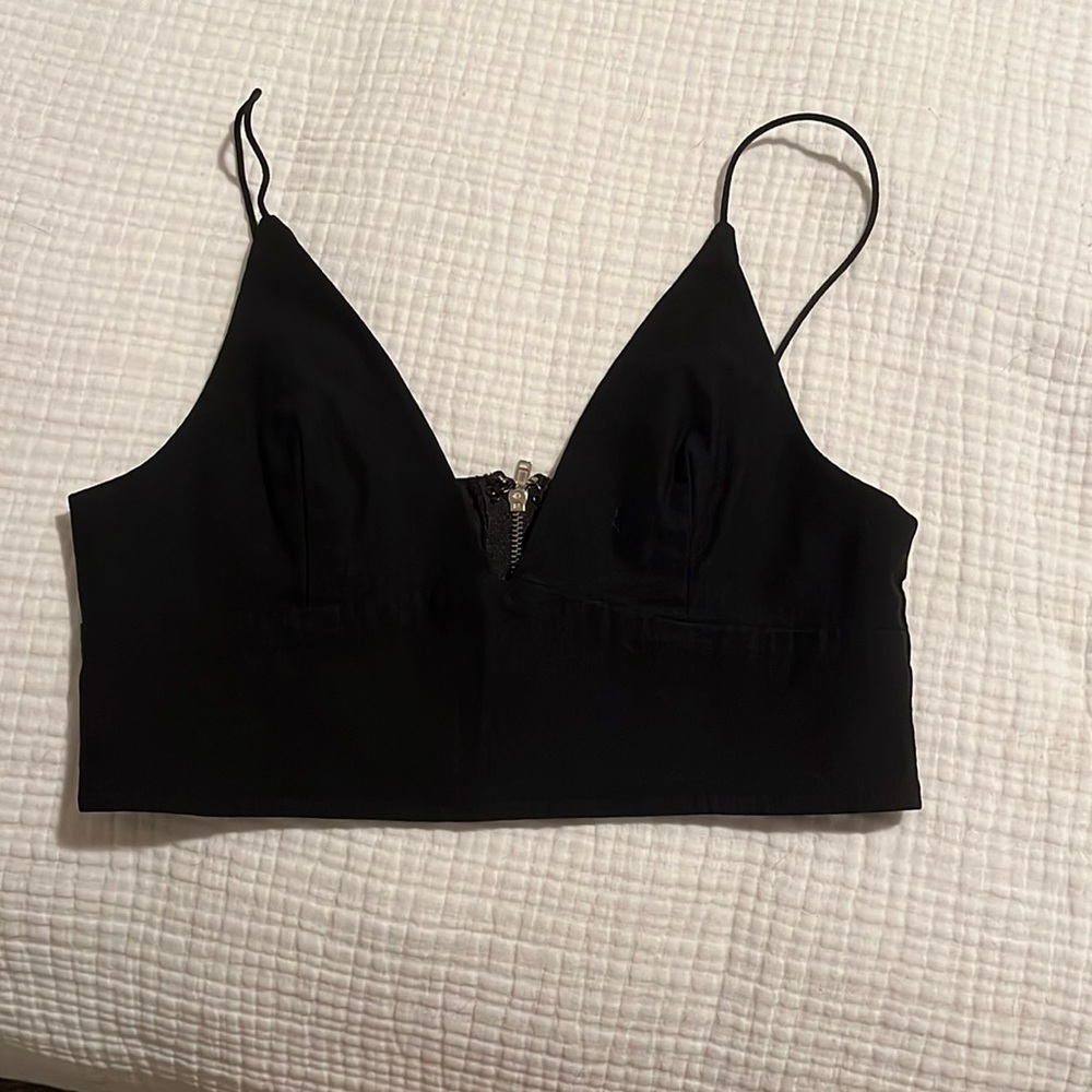 Black Tobi Zip-Back Bralette Crop Top